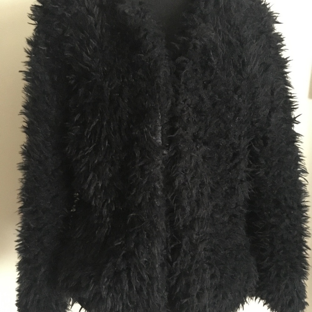 Black faux fur jacket